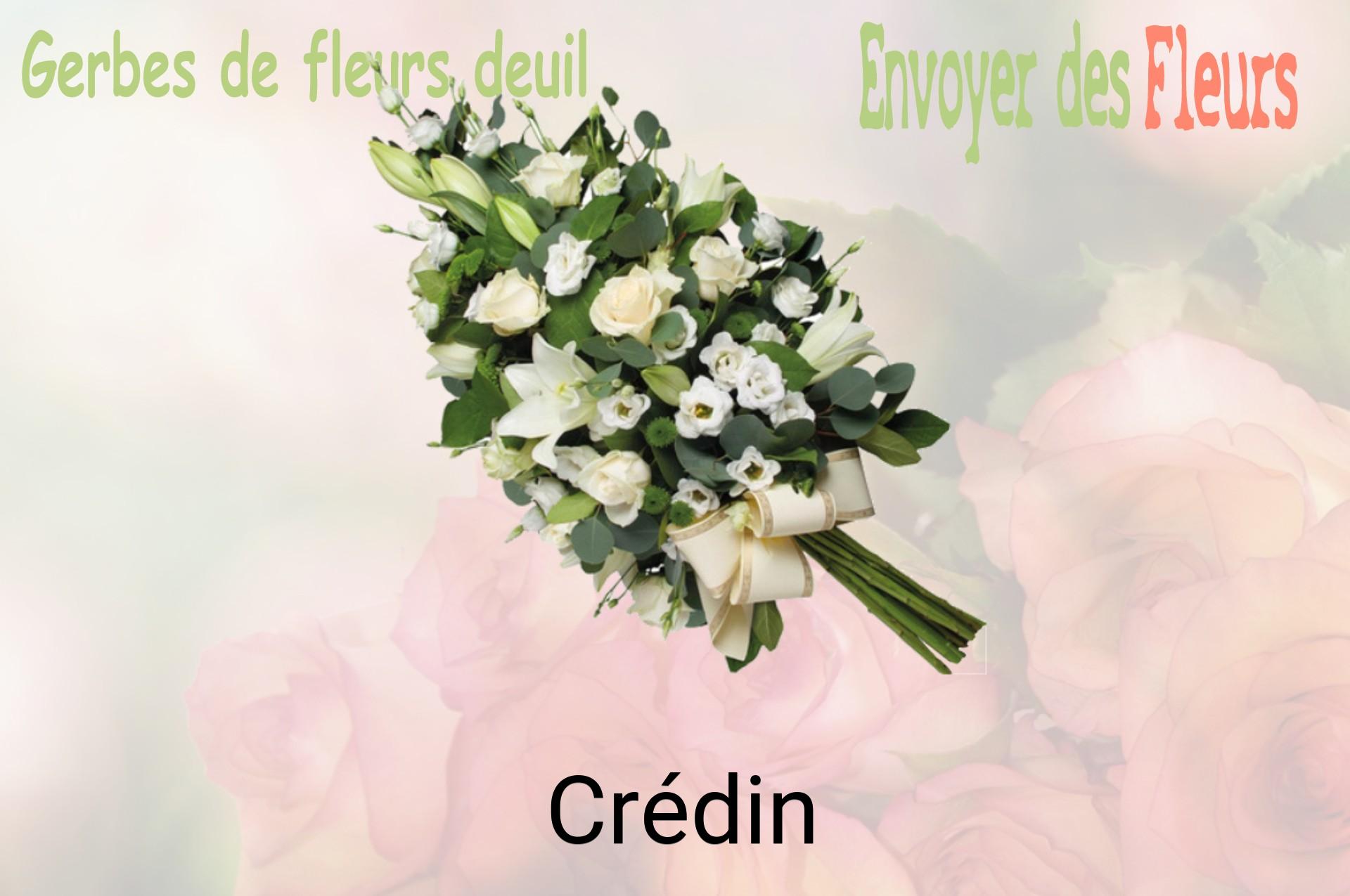 Gerbe de fleurs de deuil livrée à Crédin